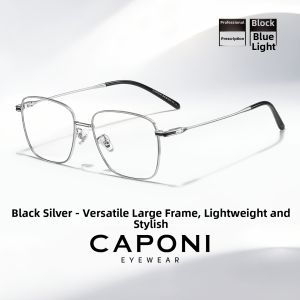 CAPONI | Titanium Frame Prescription Eyeglasses Anti Blue Light Color Changing Full Rim Lightweight Men's Glasses