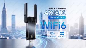 Fenvi | WiFi 6 AX1800 USB 3.0 Adapter Dual Band 2.4G/5Ghz USB Receiver Dongle Network Card Wireless WiFi Card For Laptop PC Windows10/11