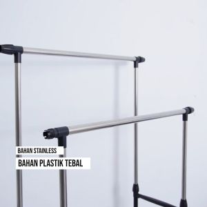 Vusign Adjustable Clothing Rack / Gantungan Baju Besi / Rak Baju / Stand Hanger Ketinggian Dapat Diatur VS60X