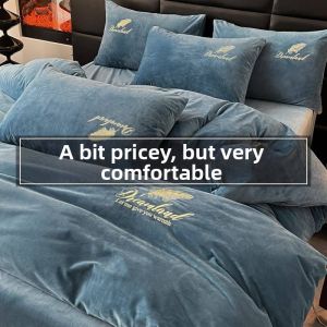 ZHIZHOU | Thermal Thick Coral Fleece Four-Piece Bedding Set