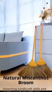 Eco-friendly hand-woven mango broom - suitable for hard floors - ideal for living rooms bedrooms kitchens and outdoor cleaning