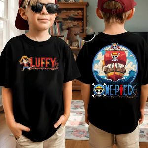 Bandai | New Anime One Piece Japanese Printed Mens T-Shirt Roronoa Zoro Boy Childrens Harajuku Short Sleeve Kids Luffy T-shirt Clothing