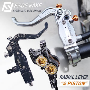 Frog Wake FV4-L Mountain Bike Hydraulic Disc Brake Kit with 180mm Rotors Aluminum 4 Piston Oil Pressure Calipers Radial Lever
