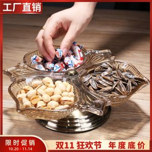 Luxury European Style Crystal Glass Candy Plate Dry Fruit Tray Decorative Creative American Retro Plate for Living Room