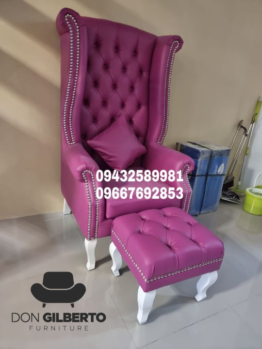 ACCENT CHAIR WITH OTTOMAN Wooden Leather Upholstered Chair Year