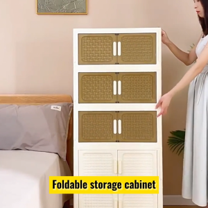 L50-70cm (3-6Layers)Foldable Storage Cabinet With Wheels No Installation Clothes Storage Box Almari Baju Kitchen Cabinet