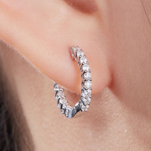 2026 New 925 Sterling Silver Full Shinny Moissanite Small Hoop Earrings Fashion Jewelry Earrings for Women Wedding Jewelry