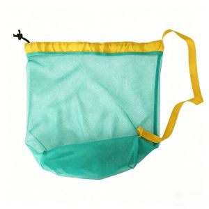 Large Mesh Drawstring Beach Bag Capacity Swimming Gym Toy Storage Quick Dry Net Backpack Portable Travel Sand Away Tote