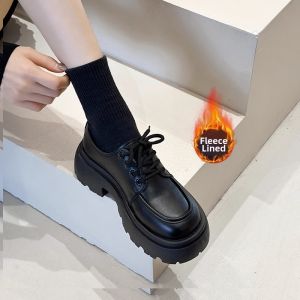 XUJIA | English Style Thick Sole Casual Black Single Shoes Loafers