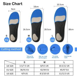 DIDI 1Pair Orthotic Insole Arch Support Insole Insert For Flat Feet PU Shock Absorption Plantar Fasciitis Heel Pain Orthopedic Insoles