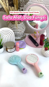 Sisir Rambut Mini Cermin Karakter Lucu Hair Brush Travel Friendly Aesthetic Untuk Anak Wanita