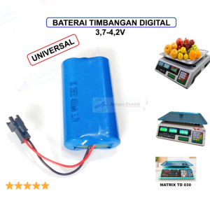 Baterai Digital Timbangan Elektronik 3.7V-4.2V 8000mAh/4000mAh Soket Universal 2 Pin