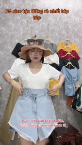 Quần đùi jean bigsize nữ lưng cao tua lai rách đậm nhạt Quần short bò nữ một khuy ống rộng lật lai 58-93kg J1