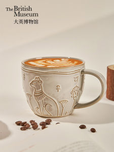 British Museum Gaia Anderson Cat Series Retro Handmade Relief Large Capacity Mugs Birthday Gifts European Style Ceramic Cups