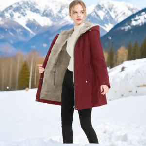 Cashmere Parka Womens Winter Imitation Fur Hooded Windproof Heattech Cotton Clothing Cotton Coat Fleece-lined Thickened Overcoat Jacket