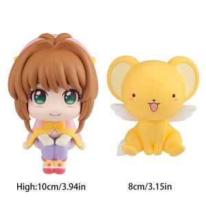Bandai | 10cm Card Captor Sakura Anime Figure Look Up Kinomoto Sakura Action Figure Q Version Cerberus Figurine PVC Collection Model Toys