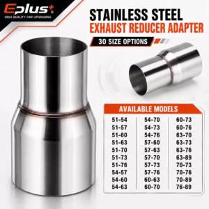 OD Range 51-89mm Stainless Steel Exhaust Straight Reducer Adapter Pipeline Universal Weld-On Pipe Connector for Car Motorcycles