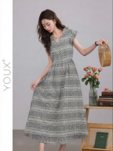 YOUXIANG | Đầm A-Line Caro Elegance Phong Cách Mùa Hè