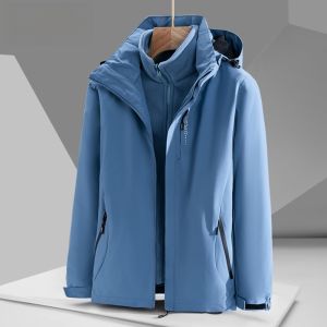 Woodpecker Shell Jacket Male and Female Three in One Two-piece Set Windproof Waterproof Thickened Warm Mountaineering Suit Autumn Winter Coat