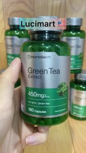 Viên uống từ trà xanh Green Tea Extract 450mg Horbaach hũ 180 viên [Hàng Mỹ]