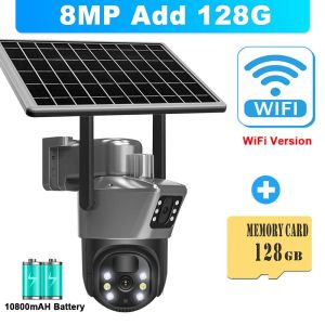 8MP 4K 4G Sim Card Solar Camera Wireless Outdoor PTZ WiFi Surveillance Camera Security Protection Auto Tracking Smart CCTV Cam