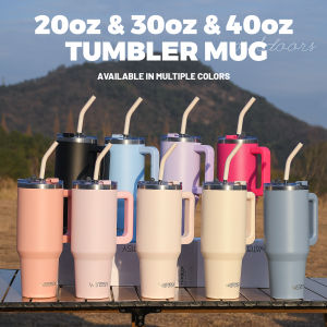 WATERSY 20oz/30oz/40oz Tumbler with Handle & Straw Large Capacity Insulated Cup 304 Stainless Steel Vacuum Thermal Mug