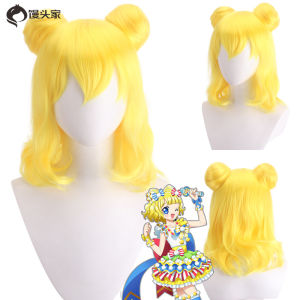 Bánh Mì Gia Đình Cosplay Wig Vàng Ngắn Xoăn Cao Su Lụa Cao Nhiệt Độ Phụ Kiện Trang Phục Cosplay Miếng Dán Tóc Giả Cho Người Hâm Mộ Hoạt Hình