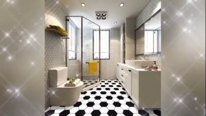 Wallpaper Lantai Dinding Stiker Lantai Tahan Air Wallpaper Lantai Bahan Tebal Perekat Diri Toilet Tahan Air Stiker Lantai Motif Marmer Hitam Gold - COD