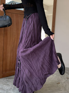 La Chapelle High-waist Pleated Skirt Female Professional Korean Style Texture Folded Umbrella Skirt Polyester Fiber Commuter