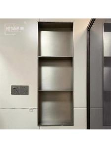 YYBAIO | Luxury Silver Brushed Stainless Steel Recessed Metal Storage Cabinet