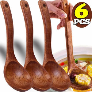 Large Wooden Spoon Ladle Cooking Utensil Natural Wood Serving Spoon Handmade Tableware Mixing Spoons Kitchen Restaurant Tools