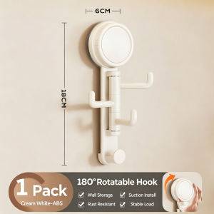 1/4pc Rotatable Vacuum Suction Cup Hook No Punching Adhesive Hook Kitchen Bathroom Storage Rack Multifunctional Storage Hook