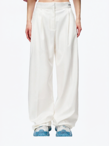 ANN ANDELMAN | White High-Waist Wide Leg Casual Pants