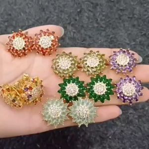 Anting Sumpel Zirkon Padi Premium Mewah Wanita Elegan High Quality Motif Baru