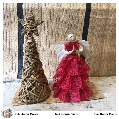 Native table christmas tree 1 ft - Abaca Angel - rattan - hagnaya - natural material