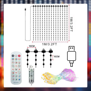 Outdoor LED Christmas Curtain Lights Strings App Control DIY Pattern Waterproof for Wedding Party Home Xmas Decorations