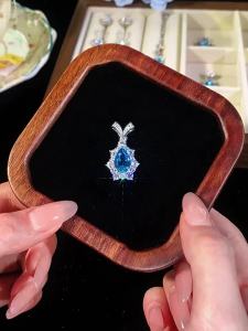 East Beauty | Dây Chuyền Giọt Nước Mắt Topaz Xanh Thiên Nhiên 999 Bạc Sát