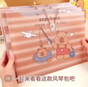 (READY STOCK) A4 Capybara A4 File Folder Storage 12 Pockets Children Birthday Present Gift 卡皮巴拉手提文件夹资料袋 Bag Simpanan