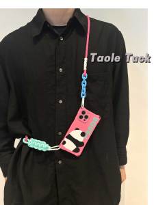 Adorable Panda  15Promax Phone Case Full Cover Anti-Fall Adjustable Strap Diagonal Crossbody Compatible with Mate60 New Model