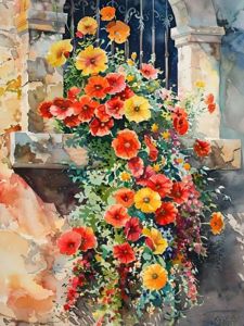 KAYOU | DIY Oil Painting By Numbers Kit Window Blooms Acrylic Paint By Numbers Diy Numbers Painting Art on Canvas By Numbers
