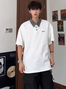 Áo Thun Polo Kẻ Caro Giả Hai Mảnh Tay Ngắn Mùa Hè Cho Nam Phong Cách Nhật Bản Thanh Lịch Cổ Polo Tay Ngắn CleanFit