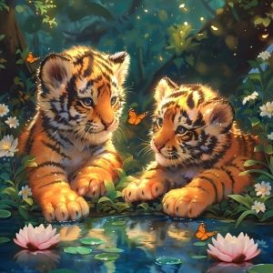 HUACAN Diamond Art Mosaic Tiger Animal For Adults Hobby Creative Diamond Painting Forest Home Wall Decor Handicrafts