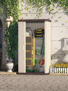 Outdoor Waterproof Storage Cabinet Balcony Garden Courtyard Villa Rainproof Shelf Modern Simple Style Japanese Style Resin Material