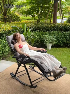 【Ship Today】Foldable Recliner Outdoor Garden Rocking Chair Folding And Footstool Adjustable Backrest Multifunctional Office Nap Suitable For Porches Camping Gardens Lawns Etc