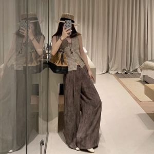 Korean Casual Style Wide Leg Pants Womens Loose Elastic Waist Gradient Color Straight Tube Pants Autumn New Style Slimming