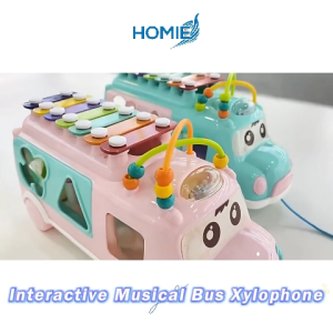 HOMIE Interactive Musical Bus Xylophone/Multifunctional Toddler Piano Early Educational Learning Toy