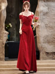 Princess Style Wedding Dress for Pregnant Bridesmaid Long A-Line Skirt Off-Shoulder Red Dress Maternity Gown Evening Party
