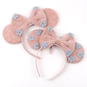 Disney | Chic Boutique Flower 3.3 "Mouse Ears Headband 5" Velvet Bow Hairband For Girls Festival Party Cosplay DIY Women Hair Accessories