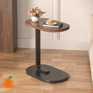 Miumiu Wooden Side Table Organizer Oval C Shape Sofa Side Table Minimalist for Living Room Bedroom Coffee Table Small