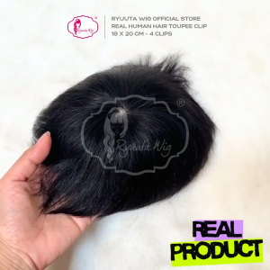 Ryuuta Wig Toupee Topper Clip Short Human Hair Rambut Asli Pria Pendek 18 x 20 cm